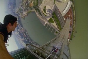 A fearless bungee jump off the Macau Tower