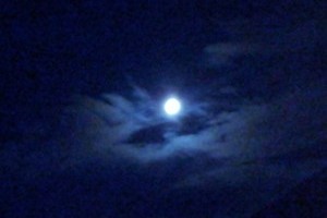 the moon in the clouds