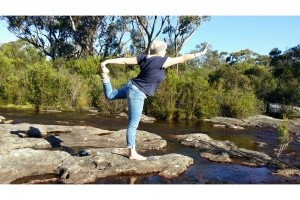 yoga on a waterfall